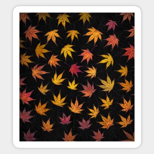 Colourful Acer Leaf Collage with Black Background Sticker